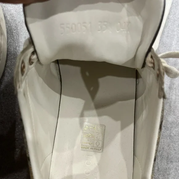 [ITL35.5/US5.5]Gucci Beige Monogram Sneakers with Red Green Accents Authentic - Picture 10 of 10